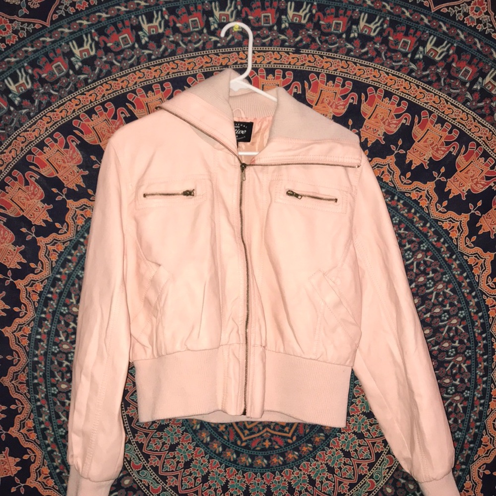Baby pink leather jacket